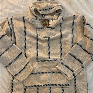 Baja Joe cream and Blue Striped Men's Hoodie Sweater